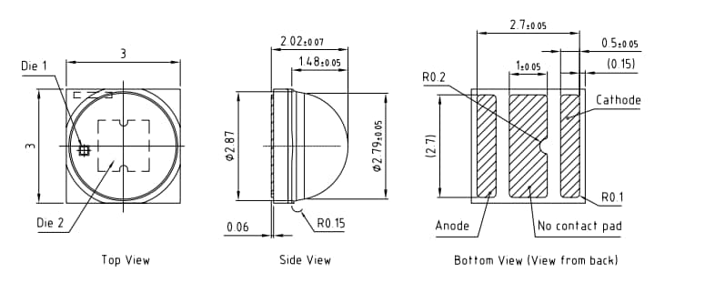 Disegno meccanico - ams OSRAM CRI 90 OSLON® Square Gen 5